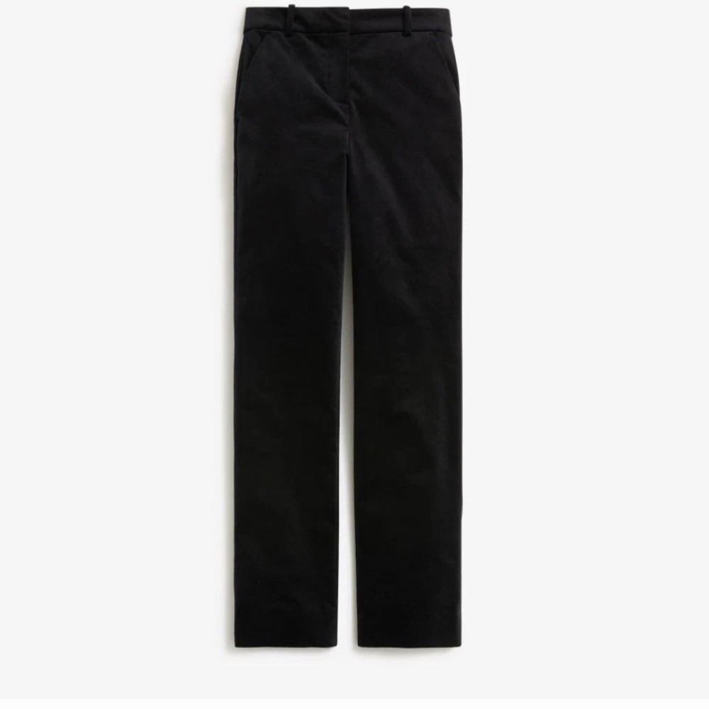J Crew NEW NWT Womens Sz 0 Black Velvet Kallie Pants High Rise Straight Leg